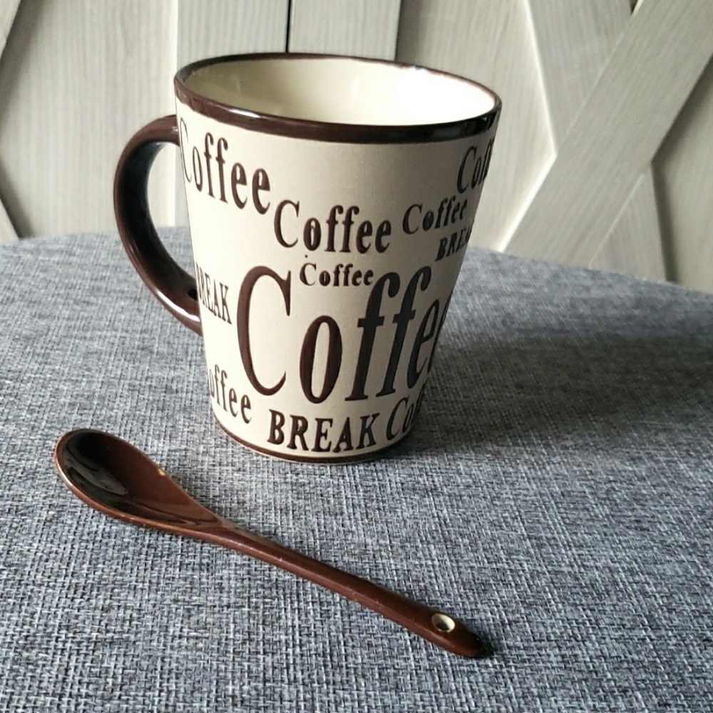 Mr. Coffee Dolce Cafe Ceramic Cup & Spoon